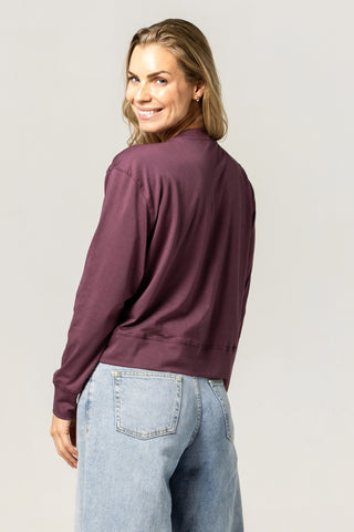 Long Sleeve Crew Top | Peruvian Pima Cotton | Eggplant
