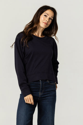 Long Sleeve Crew Top | Peruvian Pima Cotton | Deep Navy