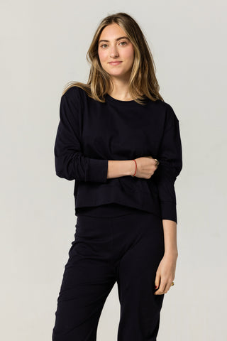 Long Sleeve Crew Top | Peruvian Pima Cotton | Deep Navy