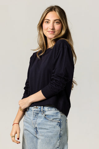 Long Sleeve Crew Top | Peruvian Pima Cotton | Deep Navy
