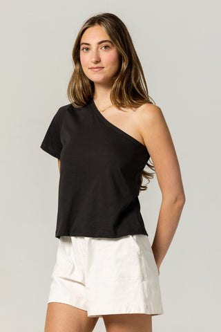 One Shoulder Tee | Peruvian Pima Cotton | Charcoal