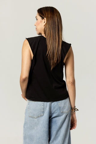 Sleeveless Ruffle Top | Peruvian Pima Cotton | Black