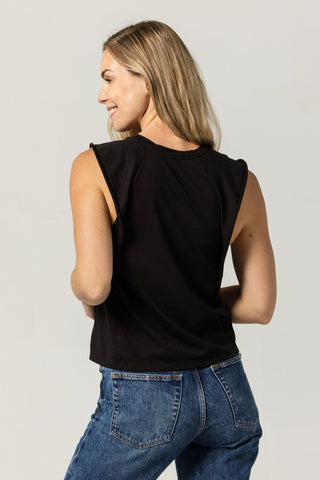 Sleeveless Ruffle Top | Peruvian Pima Cotton | Black