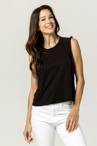 Sleeveless Ruffle Top | Peruvian Pima Cotton | Black