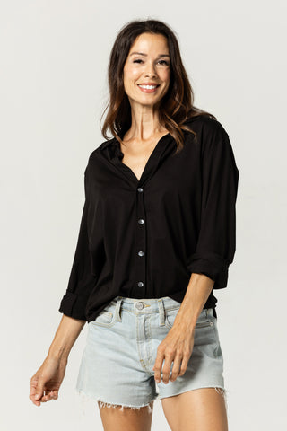 Button Up Shirt Anna | Peruvian Pima Cotton | Black