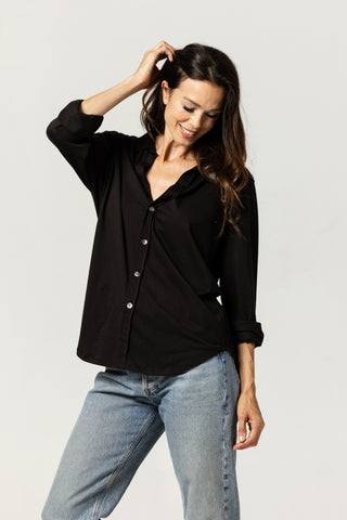 Button Up Shirt Anna | Peruvian Pima Cotton | Black