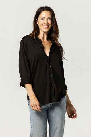 Button Up Shirt Anna | Peruvian Pima Cotton | Black