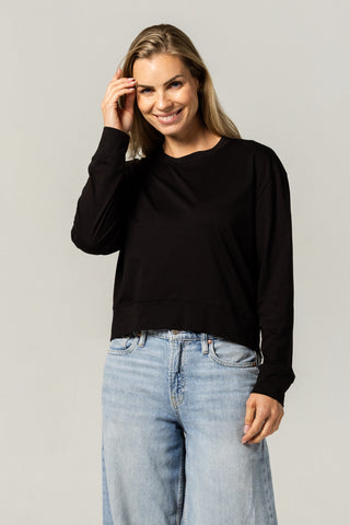 Long Sleeve Crew Top | Peruvian Pima Cotton | Black