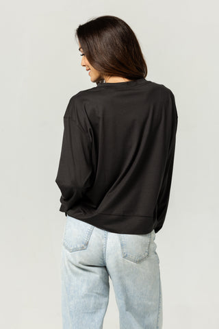 Long Sleeve Crew Top | Peruvian Pima Cotton | Charcoal