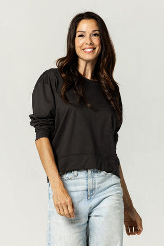 Long Sleeve Crew Top | Peruvian Pima Cotton | Charcoal