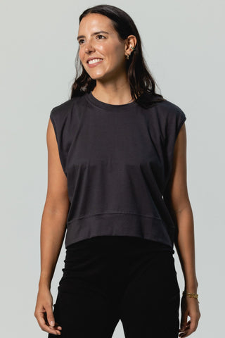 Muscle Crew Top | Pima Cotton | Charcoal