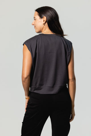 Muscle Crew Top | Pima Cotton | Charcoal