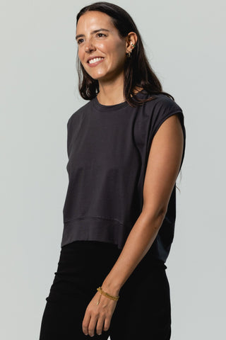 Muscle Crew Top | Pima Cotton | Charcoal