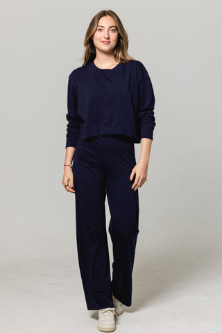 Straight Leg Pants | Pima Cotton | Deep Navy