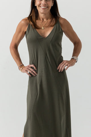 Strappy Maxi Dress Andrea V | Peruvian Pima Cotton | Olive