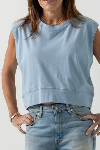 Muscle Crew Top | Peruvian Pima Cotton | Hazy Blue