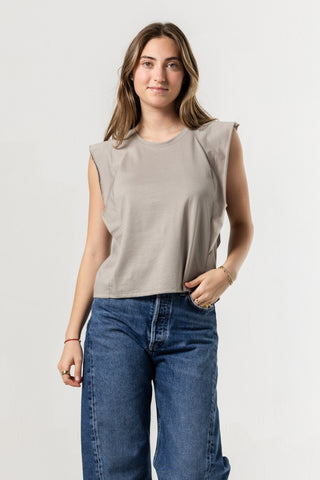 Sleeveless Ruffle Top | Peruvian Pima Cotton | Khaki